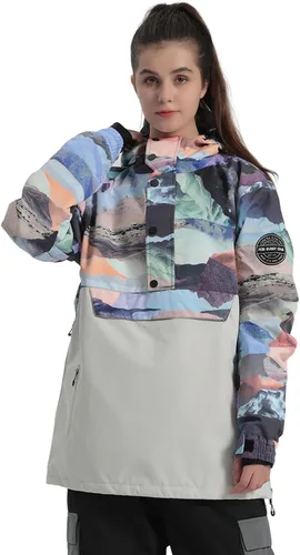 Vista 17 de GSOU SNOW - Chaqueta de esquí para mujer, abrigo de nieve, impermeable, cortavientos, chaqueta de snowboard, aislada, cálida, para invierno