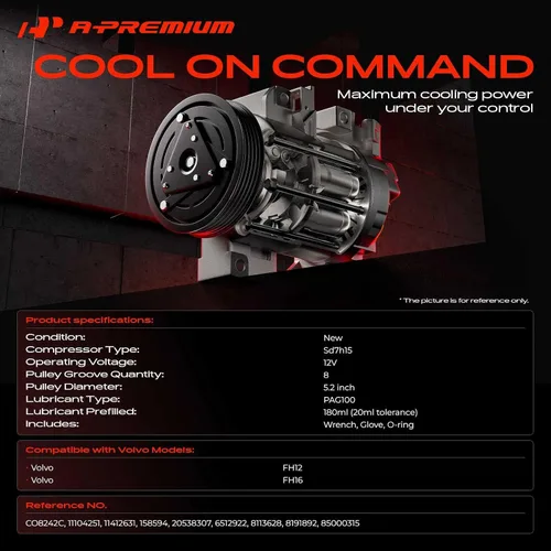 Vista 2 de A-Premium Compresor de aire acondicionado con embrague compatible con Volvo FH12 FH16 for FH12 FH16
