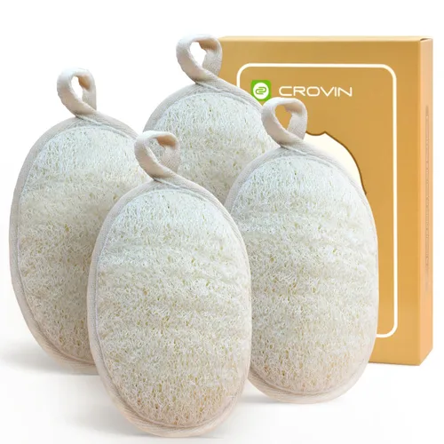 Vista 9 de Exfoliante corporal natural de lufa, hecho con esponja natural de lufa para hombres y mujeres (paquete de 2)