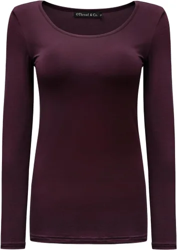 Vista 46 de OThread & Co. Camiseta de manga larga con cuello redondo para mujer, capa básica, de elastano Albaricoque