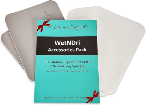 Vista 10 de WetNDri Papel de Paleta Desechable para Pintura Acrílica. Paquete de Recambio de 100 Piezas de Papel de Paleta para Paleta Húmeda para Pintar