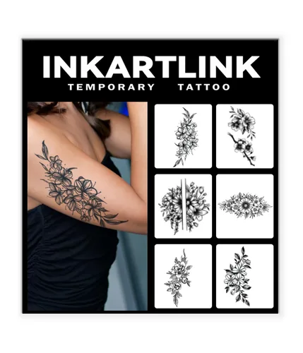 Vista 7 de INKARTLINK 6 hojas de tatuajes temporales, tatuajes semipermanentes, tatuajes falsos, 1-2 semanas de tatuaje, para mujeres maduras y elegantes