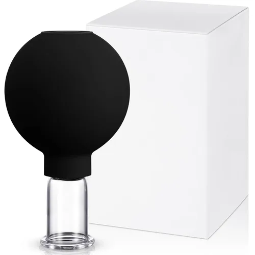 Vista 23 de Nuanchu Taza de ventosas faciales de vidrio, taza de silicona para masaje, succión al vacío, para cuerpo, cara, pierna, brazo, espalda, hombro, Negro