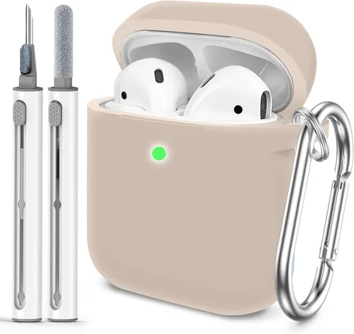 Vista 22 de Funda Protectora para AirPods 1/2, viene con kit de limpieza, funda protectora de silicona suave con hebilla, compatible con estuche de carga