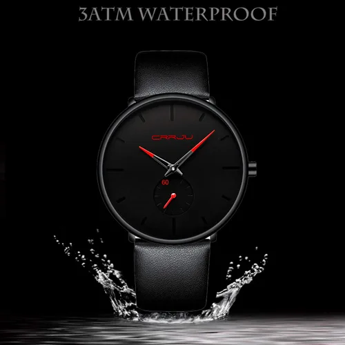 Vista 6 de Mens Watches Ultra-Thin Minimalist Waterproof-Fashion Wrist Watch for Men Unisex Dress with Leather Band