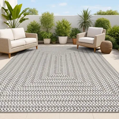 Vista 8 de JONATHAN Y Concentric Squares - Alfombra de pasillo para interiores y exteriores, 2 x 8 pies, color aguamarina/gris claro, cheurón, moderna