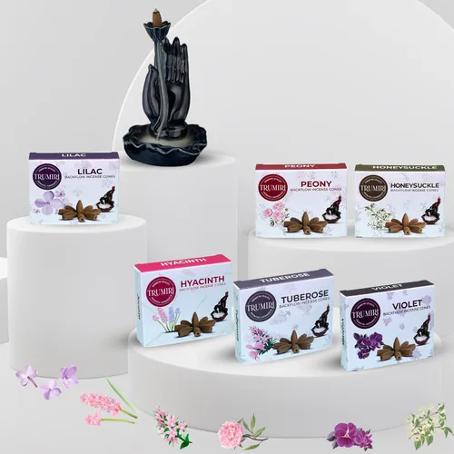 Vista 6 de Blossom - Conos de incienso de reflujo para cascada - Conos de incienso perfumados - Peonía, lila, jacinto, tuberosa, madreselva, violeta