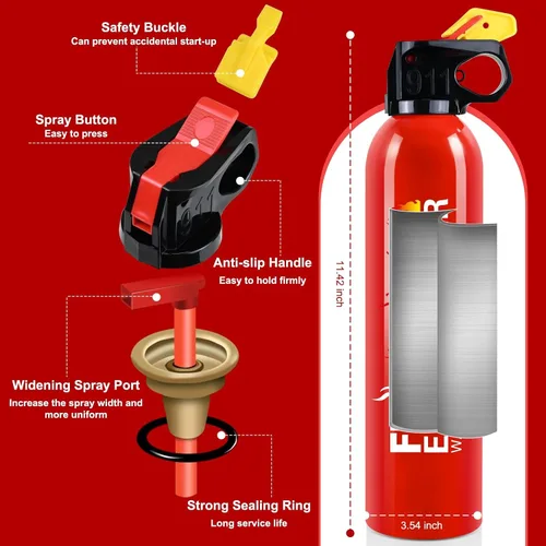 Vista 3 de Extintor de Incendios para el Hogar - Pack de 6 Extintores de Incendios para Coche con Montaje en Pared, Extintor de Incendios Pequeño A B C K