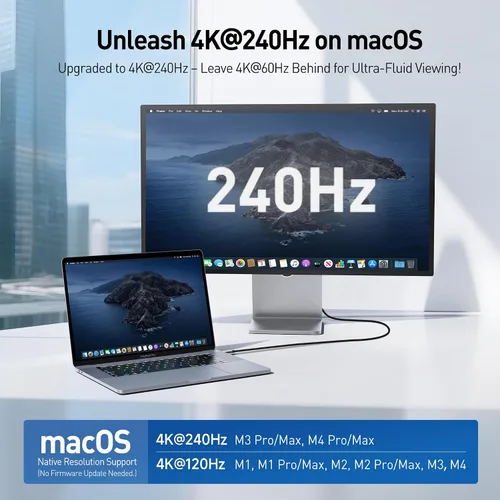 Vista 2 de Cable Matters - Cable USB C a HDMI 2.1 unidireccional de 48 Gbps, 3 pies 4K @240Hz / 8K @60Hz HDR, para macOS y Windows, no necesita actualización