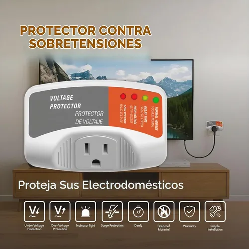Vista 4 de GIDEON Protector de sobretensiones para electrodomésticos, protector de voltaje de salida única y regulador de voltaje para refrigerador, TV, PC