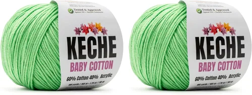 Vista 19 de Keche Hilo de Algodón, 60% Algodón 40% Hilo Acrílico, Hilo de Algodón Suave para Crochet y Tejer, Hilo Amigurumi 1 Madeja/Bola 1.76 Oz (50g) / 180