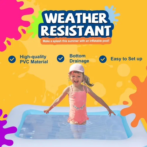 Vista 5 de Piscina inflable para niños al aire libre rectangular para niños (máximo 61 x 42.5 x 18 pulgadas)
