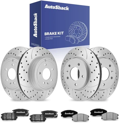 Vista 13 de AutoShack Kit de Rotores de Freno Delanteros y Traseros con Pastillas de Freno Cerámicas de Reemplazo para Saturn Vue, Pontiac Torrent, Suzuki XL-7