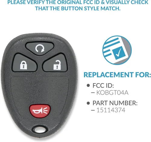 Vista 4 de llave para auto a control remoto para vehículos con número de parte 15114374 KOBGT04A (2 unidades)