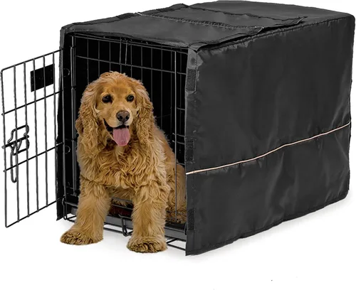 Vista 8 de MidWest Homes for Pets XL Funda para jaula de perro, cubierta de perrera de poliéster negro para dar privacidad, se ajusta a la mayoría