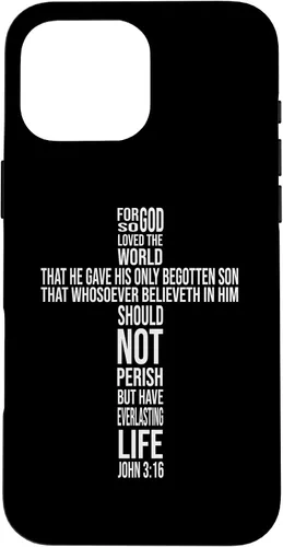 Vista 19 de Christian Cross John 3:16 Bible Verse Faith-Based Easter Case for iPhone 16