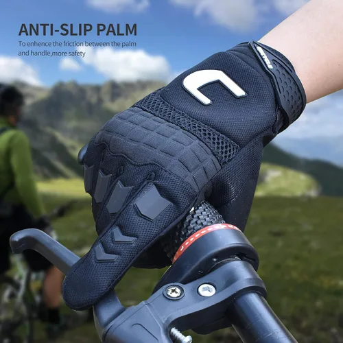 Vista 5 de Guantes para bicicleta de montaña, motocross y ATV para hombres - Guantes de pantalla táctil de dedo completo para ciclismo, BMX, MTB y MX