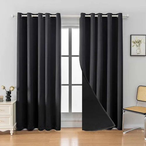 Vista 35 de Anytime Juego de 2 paneles de cortinas 100% opacas, con aislamiento térmico para dormitorio, paneles de sombreado completo
