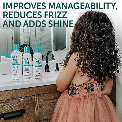 Vista 3 de Fairy Tales Curly Q - Champú hidratante para niños de 12 onzas y acondicionador de 8 onzas, sin parabenos, sulfatos, gluten y nueces, para todo tipo