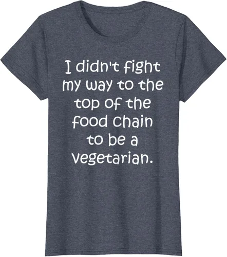 Vista 16 de Didn't Fight Top the Food Chain to be a Vegetarian T-Shirt Negro