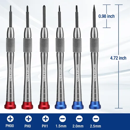 Vista 7 de WORKPRO Juego de destornilladores magnéticos de 6 piezas, acero de aleación S2, 3 Phillips y 3 puntas ranuradas, kit de herramientas de reparación