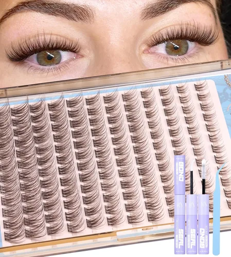 Vista 10 de Extensiones de pestañas en racimo naturales DIY, extensiones de pestañas en racimo con curva C, extensiones de pestañas en racimo para ojo de gato