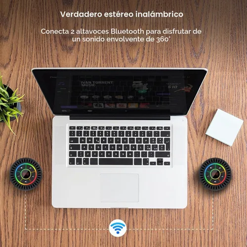 Vista 4 de Altavoz Bluetooth, altavoz de ducha IPX7 impermeable, altavoces Bluetooth inalámbricos con graves intensos, altavoz portátil con luz LED, ventosa