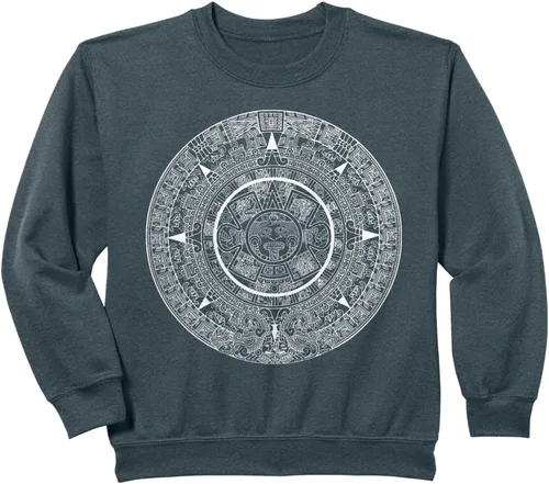 Vista 9 de Aztec Calendar Maya Sun Stone Carving Mexican Art Sudadera Mayans, Negro, S