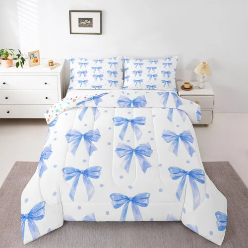 Vista 30 de Manfei Juego de edredón de calavera de azúcar para niños, juego de ropa de cama con temática de calaveras de Halloween, ropa de cama de estilo Azul