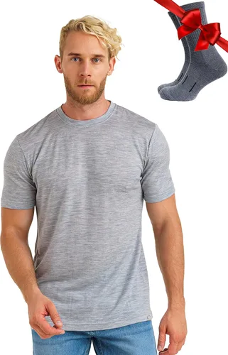 Vista 12 de Camiseta 100% de lana merino para hombre - Camiseta interior de capa base Tinta negra