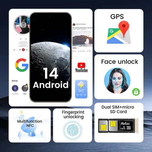 Vista 5 de Teléfono inteligente I25 Ultra Desbloqueado: Pantalla FHD+ de 6.99", 16GB RAM 512GB, batería 7000mAh, cámara de 108MP+68MP, lápiz óptico incorporado