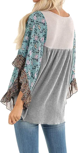 Vista 3 de CASURESS Blusa de manga 34 con estampado floral para mujer