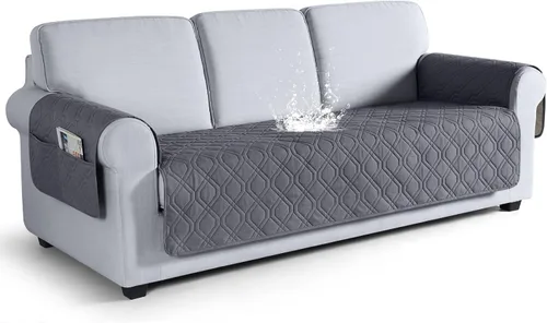 Vista 33 de VANSOFY Funda para Sofá, Fundas de Sofá Impermeables Lavables Forro Protector de Muebles Fundas de Asiento de Sofá Antideslizantes para Perros, Negro