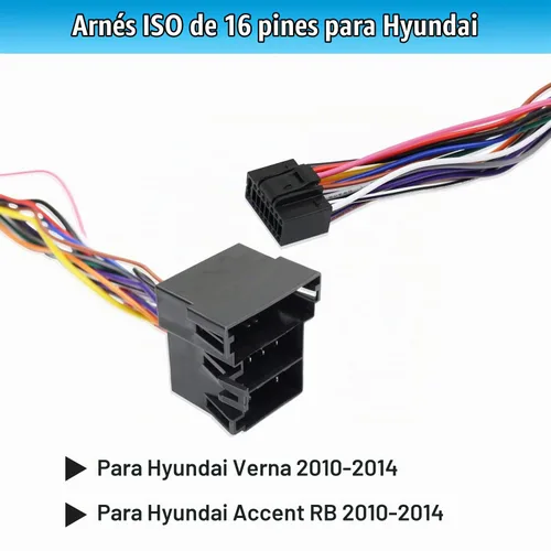 Vista 3 de Adaptador de arnés de cableado de radio estéreo ISO de 16 pines para reemplazo de radio de coche Hyundai Verna Accent Kia Android