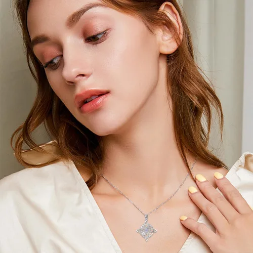 Vista 28 de YAFEINI Collar con dije de nudo de bruja de plata de ley, amuleto de bruja de cruz celta, regalo para mujer