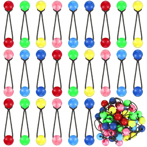 Vista 8 de Jutom - Juego de 24 lazos de burbujas para el cabello para niñas, cuentas dobles, blanco y negro 20mm Elastic Ponytail Holders, 80s 90s Retro