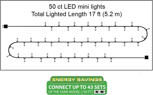 Vista 4 de Brite Star Mini luces LED micro de 50 litros, verde, cable verde