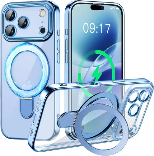 Vista 61 de Funda magnética para iPhone 14 Pro con soporte invisible [compatible con MagSafe] [protector completo de lente de cámara]