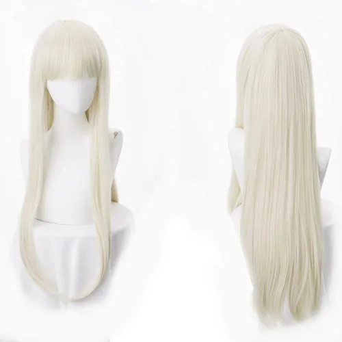 Vista 4 de Runa - Peluca larga de anime para cosplay, peluca linda para fiesta de Halloween, color beige