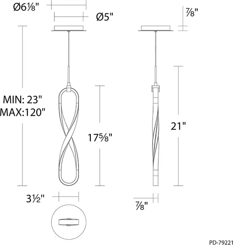 Vista 2 de WAC Lighting dweLED, mini colgante LED Marise 4in 3000K en negro