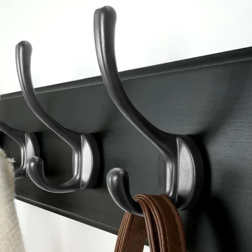 Vista 7 de Dseap Perchero de Pared: Moderno, Patentado, Resistente, 17.4" de Largo, Riel Colgador de Madera con 5 Ganchos Dobles para Abrigos de Invierno, Negro