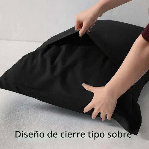 Vista 7 de NTBAY - Juego de 2 fundas de almohada estándar, microfibra, color negro