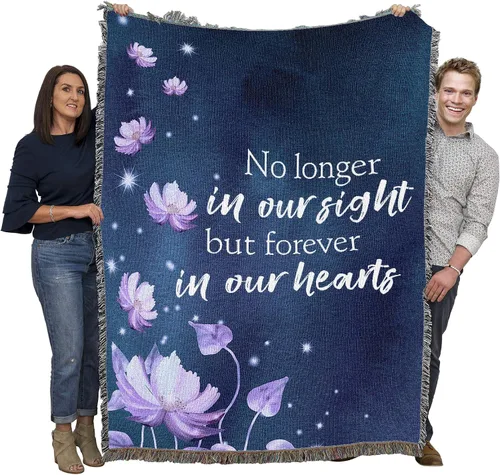 Vista 14 de Pure Country Weavers Manta con texto en inglés "I Am The Gentle Breeze Upon Your Face" con diseño de flores, para regalo de duelo y condolencia