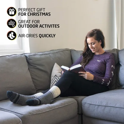 Vista 5 de HOT FEET Calcetines térmicos para mujer Calcetines cálidos y gruesos aislados para el clima frío de invierno, lindos calcetines cálidos coloridos