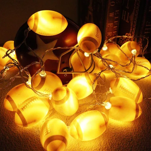 Vista 6 de Yayfazy Luces Decorativas de Fútbol Americano en Cadena, 6.5 pies, 10 LED, Decoraciones de Fútbol Americano Iluminadas a Batería para Fiestas