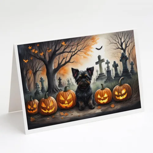Vista 69 de Caroline's Treasures DAC2042GCA7P Golden Retriever - Tarjetas de felicitación y sobres de Halloween espeluznantes, paquete de 8 tarjetas en blanco