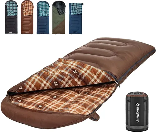 Vista 15 de KingCamp Sleeping Bag for Adults, 100% Flannel XL Big and Tall