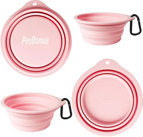 Vista 3 de PetBonus 2-Pack Silicone Collapsible Dog Bowls and Dog Collar Safety Clip
