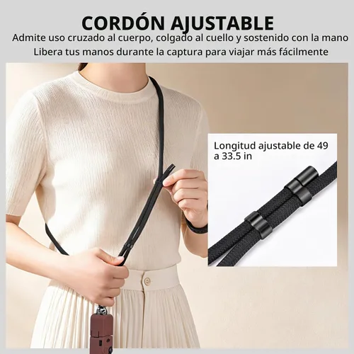 Vista 6 de Funda de Silicona para Pocket 3 y Cordón para el Cuello, Funda Protectora con Protector de Lente Resistente a Rayones, Ajustable, Fácil