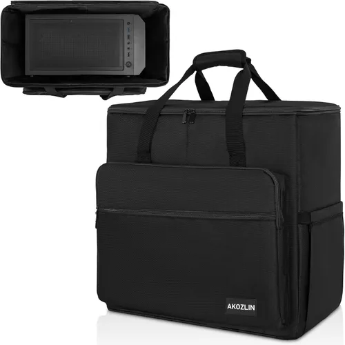 Vista 7 de AKOZLIN Estuche de Chasis de Torre de Computadora de Juegos de Escritorio PC Estuche de Transporte Bolsa de Almacenamiento de Viaje para Teclado